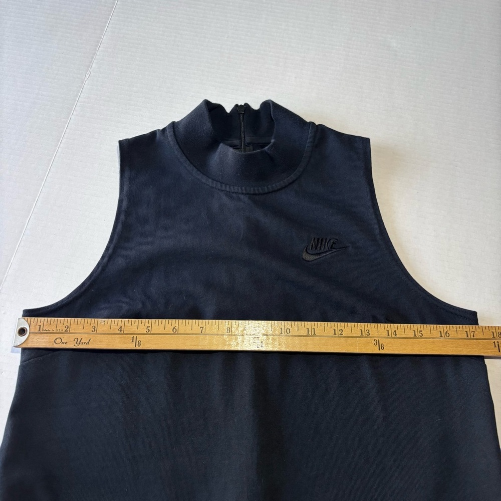 NIKE Wide Leg Jumpsuit Crop Black Jersey Mock Neck Pockets Back Zip Women’s M - Picture 5 of 15